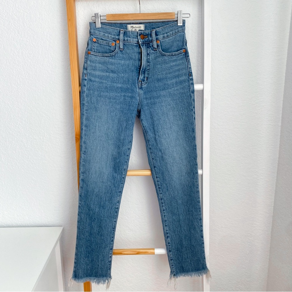 Madewell The Perfect Vintage Jean in Ainsworth Wash High Waisted Cutoff Raw Hem